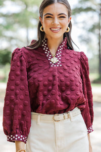 Chasing Autumn Burgundy Textured Blouse
