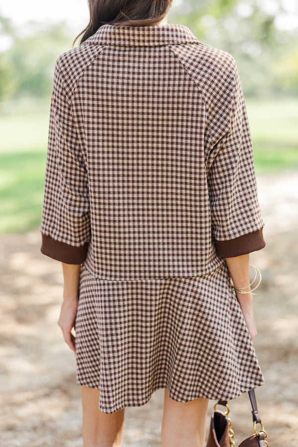 Comfort Zone Brown Gingham Dress