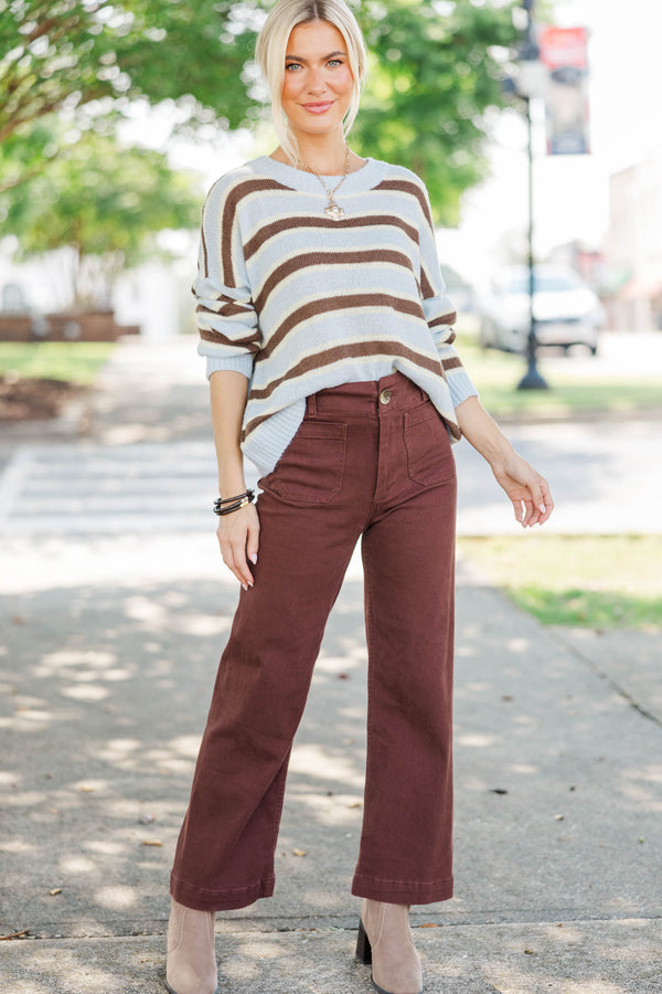 Chosen With Care Light Blue Striped Sweater