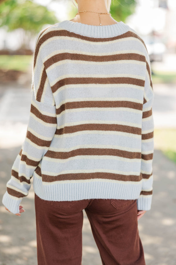 Chosen With Care Light Blue Striped Sweater