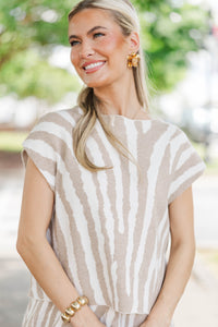 Just Right Now Cream Tiger Stripe Sweater