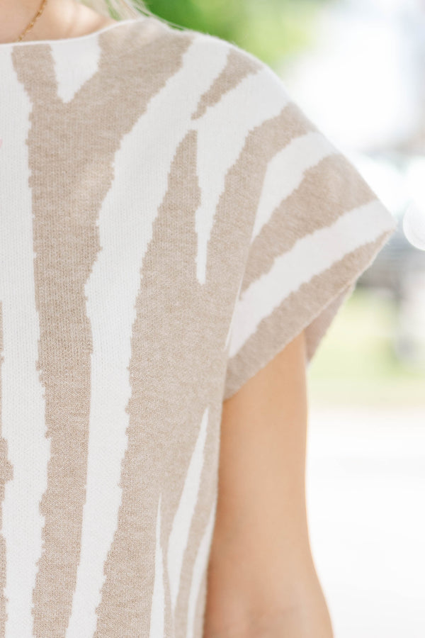 Just Right Now Cream Tiger Stripe Sweater