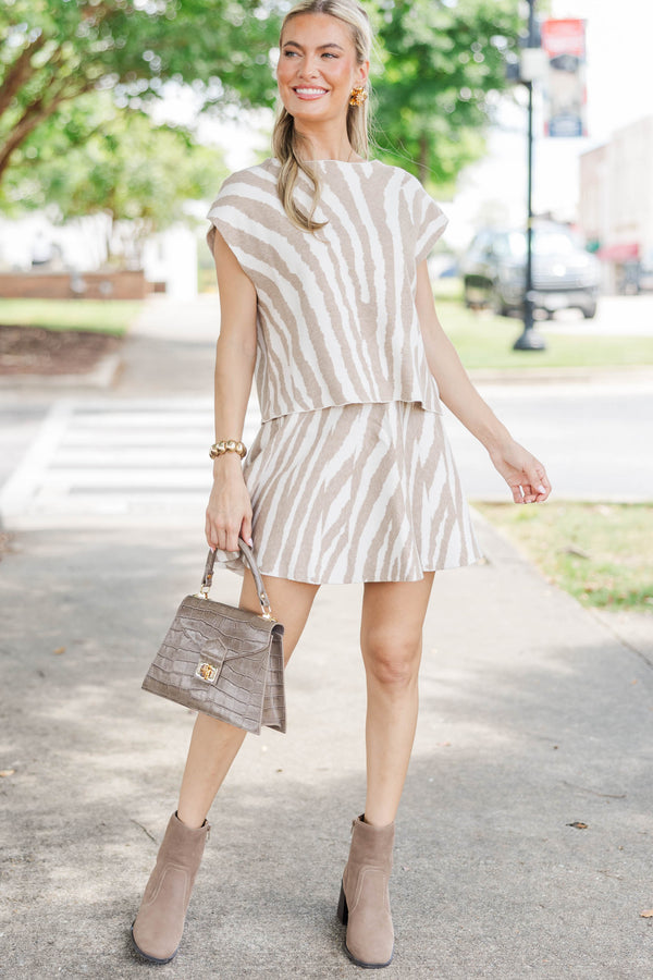 Just Right Now Cream Tiger Stripe Sweater