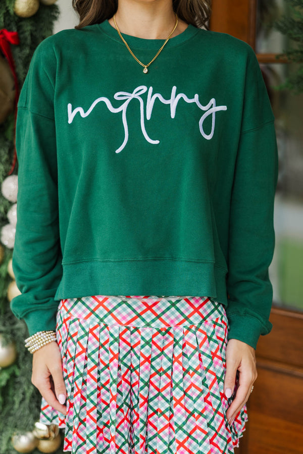 Merry Memories Emerald Embroidered Sweatshirt