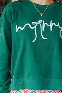 Merry Memories Emerald Embroidered Sweatshirt