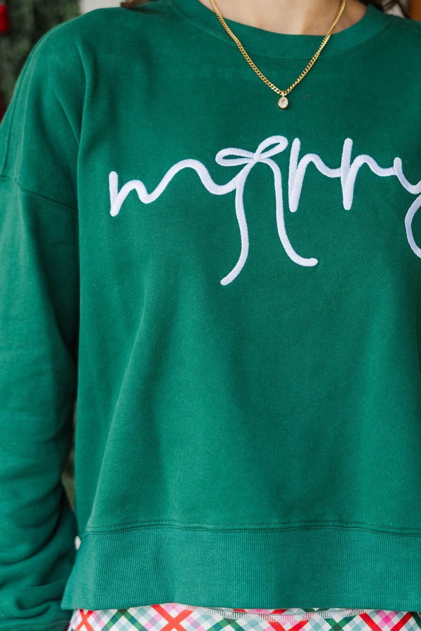 Merry Memories Emerald Embroidered Sweatshirt
