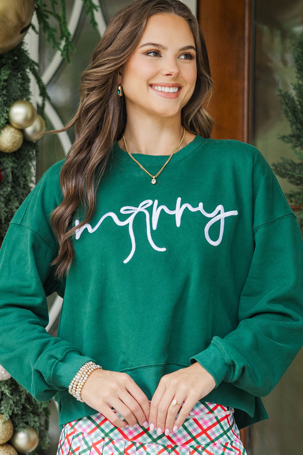 Merry Memories Emerald Embroidered Sweatshirt