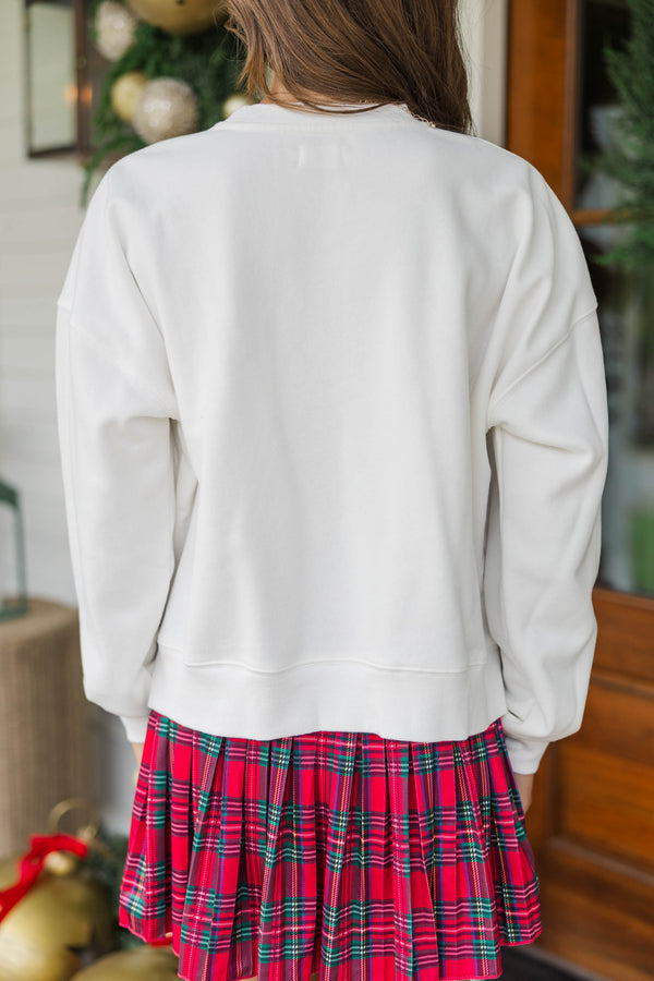 Holly Holiday White Polka Dot Graphic Sweatshirt