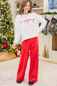 Merry Memories White Embroidered Sweatshirt