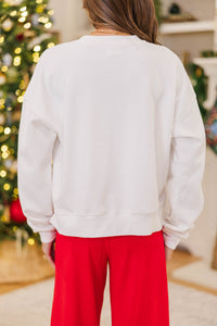 Merry Memories White Embroidered Sweatshirt