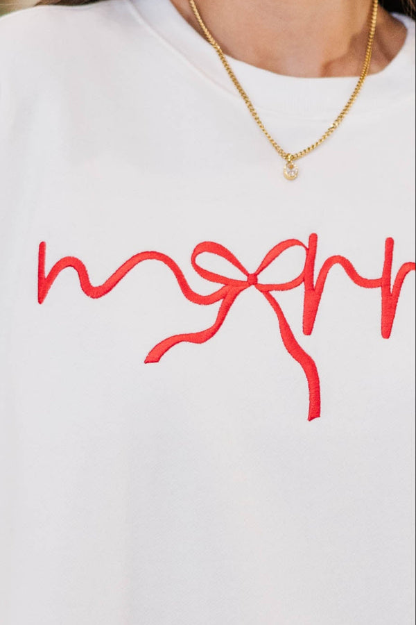 Merry Memories White Embroidered Sweatshirt