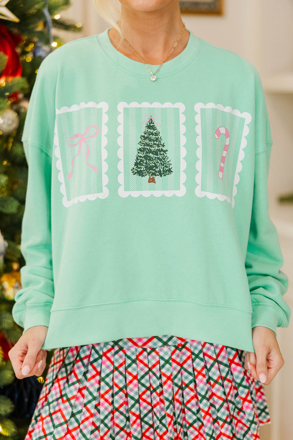 December Charm Mint Stamp Graphic Sweatshirt