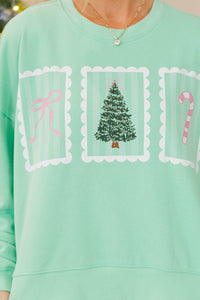 December Charm Mint Stamp Graphic Sweatshirt