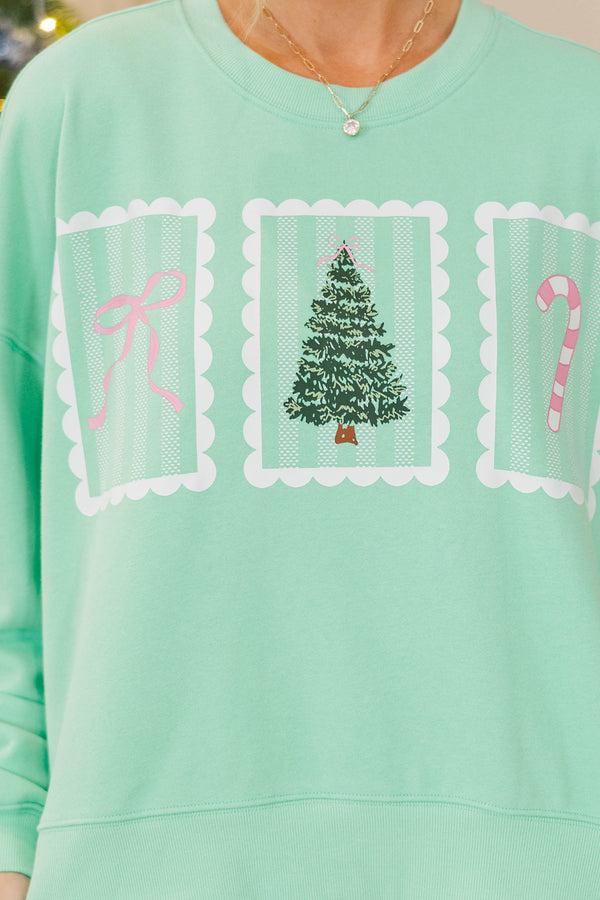 December Charm Mint Stamp Graphic Sweatshirt