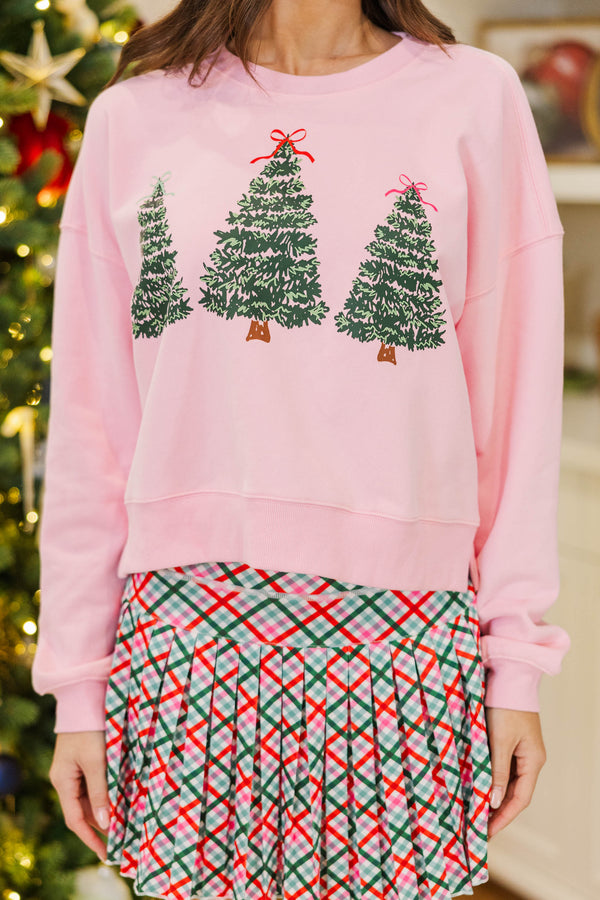 Christmas Tree Traditions Pink Graphic Sweatshirt