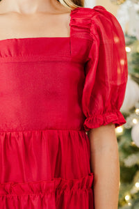 Girls: Well Dressed Red Ruffle Tiered Dress