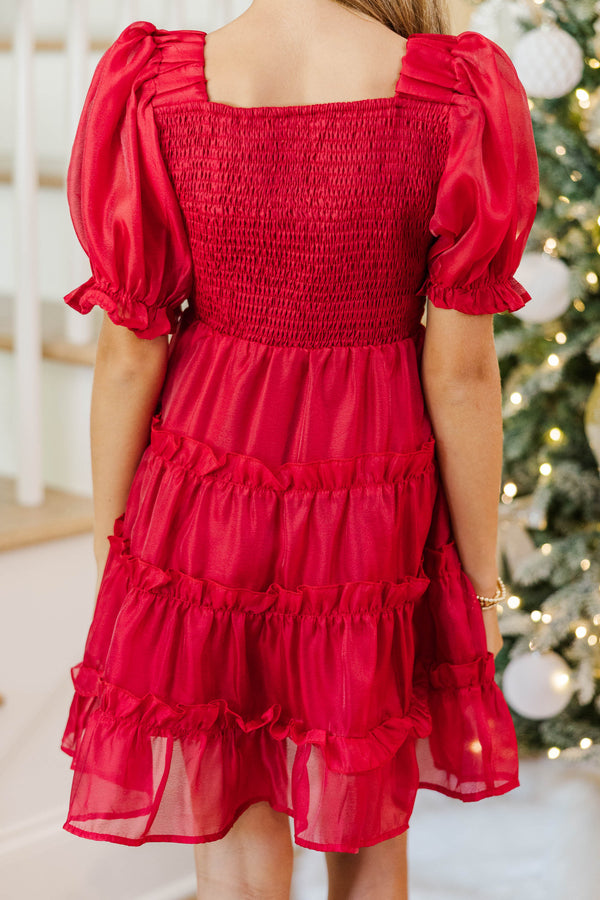 Girls: Well Dressed Red Ruffle Tiered Dress