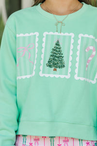 Girls: December Charm Mint Stamp Graphic Sweatshirt