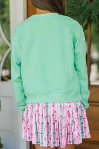 Girls: December Charm Mint Stamp Graphic Sweatshirt