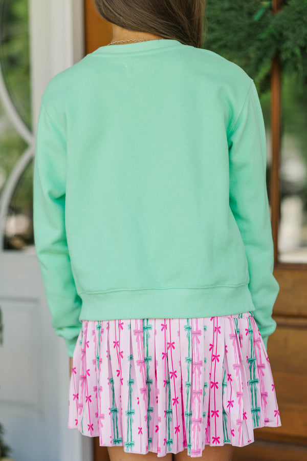 Girls: December Charm Mint Stamp Graphic Sweatshirt