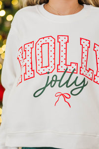 Girls: Holly Holiday White Polka Dot Graphic Sweatshirt