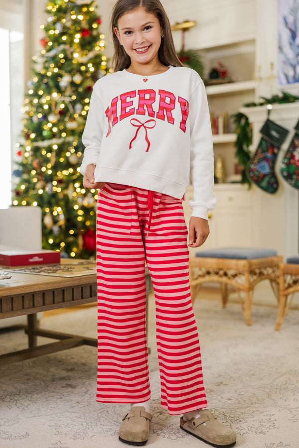 Girls: Merry Little Love White Graphic Sweatshirt
