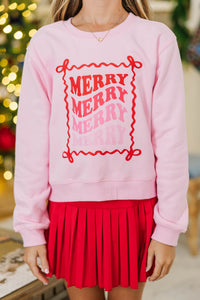 Girls: Merriest One Pink Graphic Sweatshirt
