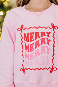 Girls: Merriest One Pink Graphic Sweatshirt