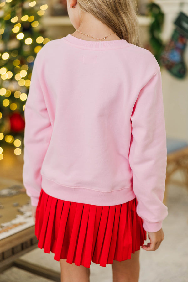 Girls: Holly Jolly Days Pink Graphic Sweatshirt
