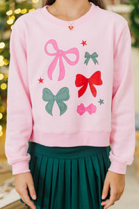 Girls: The Perfect Bow Pink Graphic Sweatshirt