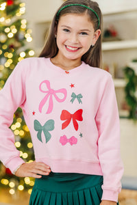 Girls: The Perfect Bow Pink Graphic Sweatshirt