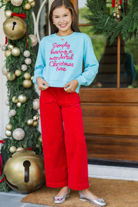 Girls: A Wonderful Christmas Time Light Blue Graphic Sweatshirt