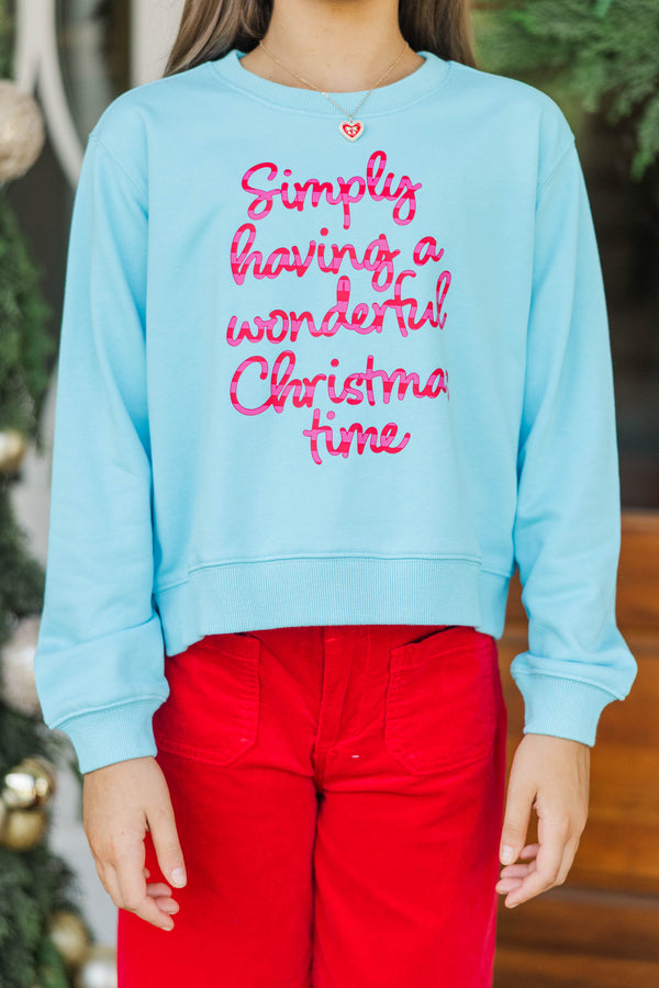 Girls: A Wonderful Christmas Time Light Blue Graphic Sweatshirt