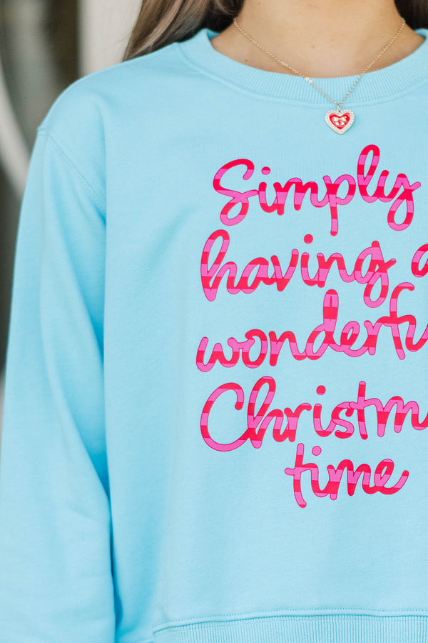 Girls: A Wonderful Christmas Time Light Blue Graphic Sweatshirt