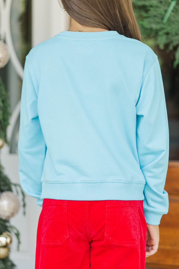 Girls: A Wonderful Christmas Time Light Blue Graphic Sweatshirt