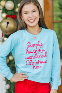 Girls: A Wonderful Christmas Time Light Blue Graphic Sweatshirt