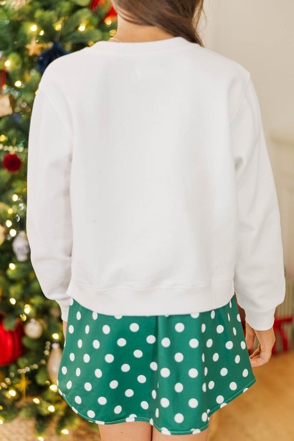 Girls: Decked in Style White Christmas Tree Graphic Sweatshirt