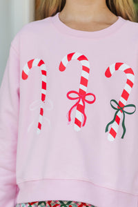 Girls: Candy Cane Dreams Pink Graphic Sweatshirt