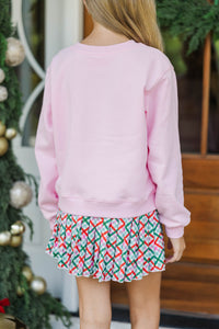 Girls: Candy Cane Dreams Pink Graphic Sweatshirt