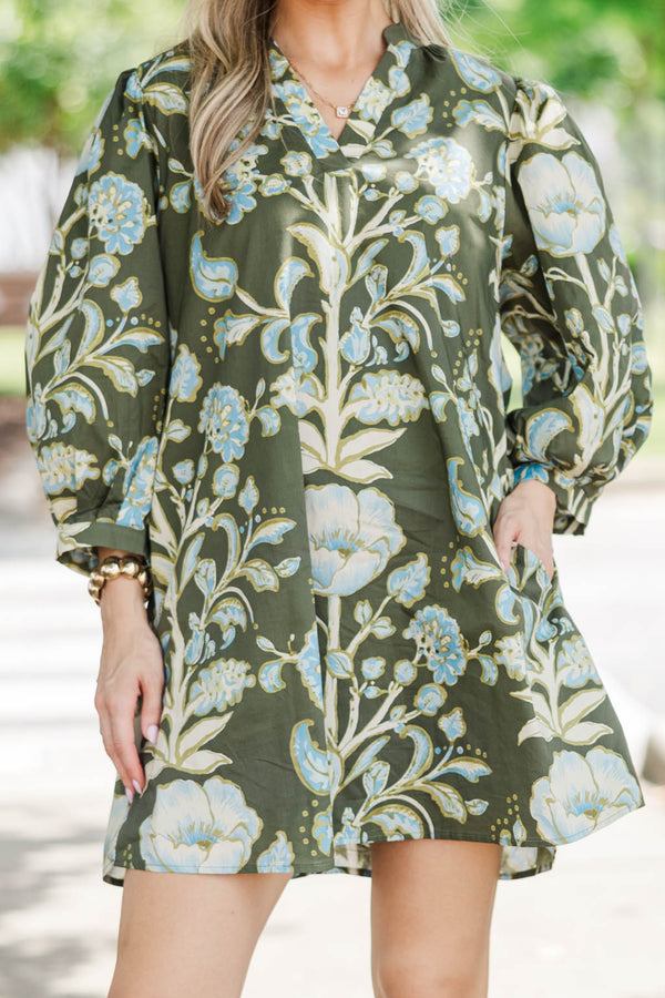 Simply The Best Olive Floral Dress