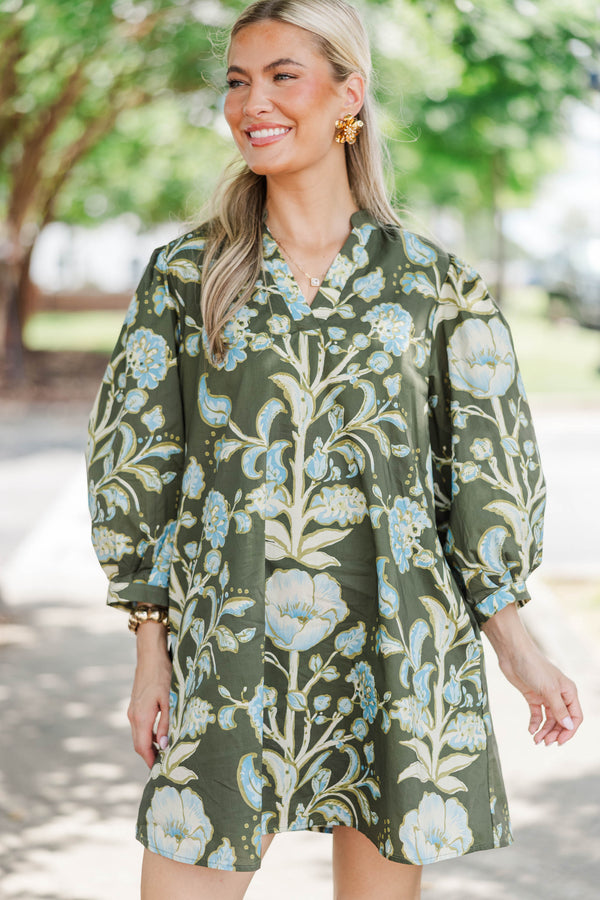 Simply The Best Olive Floral Dress