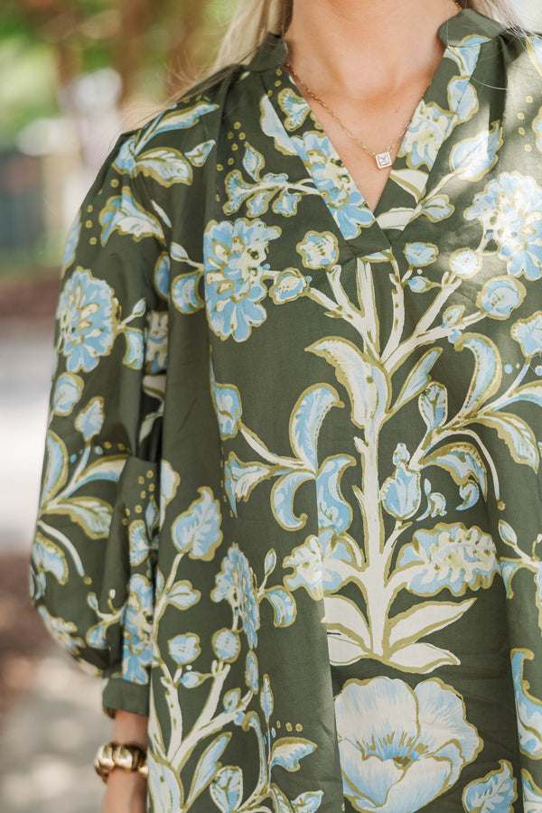 Simply The Best Olive Floral Dress