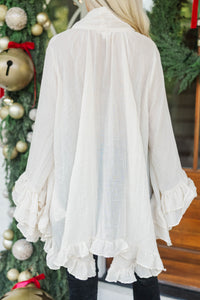 Champagne Please Cream Ruffle Blouse