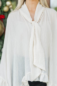 Champagne Please Cream Ruffle Blouse