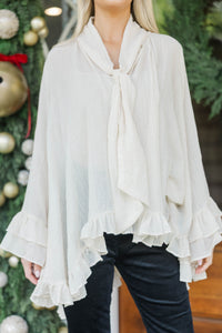 Champagne Please Cream Ruffle Blouse
