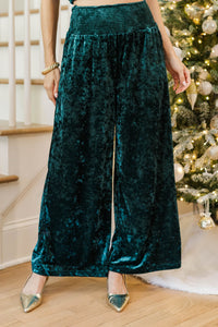 Fine Finish Emerald Velvet Smocked Pants