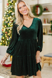 Gilded Moment Emerald Velvet Dress