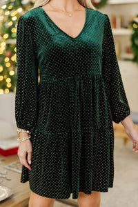 Gilded Moment Emerald Velvet Dress