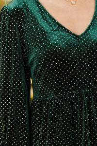 Gilded Moment Emerald Velvet Dress