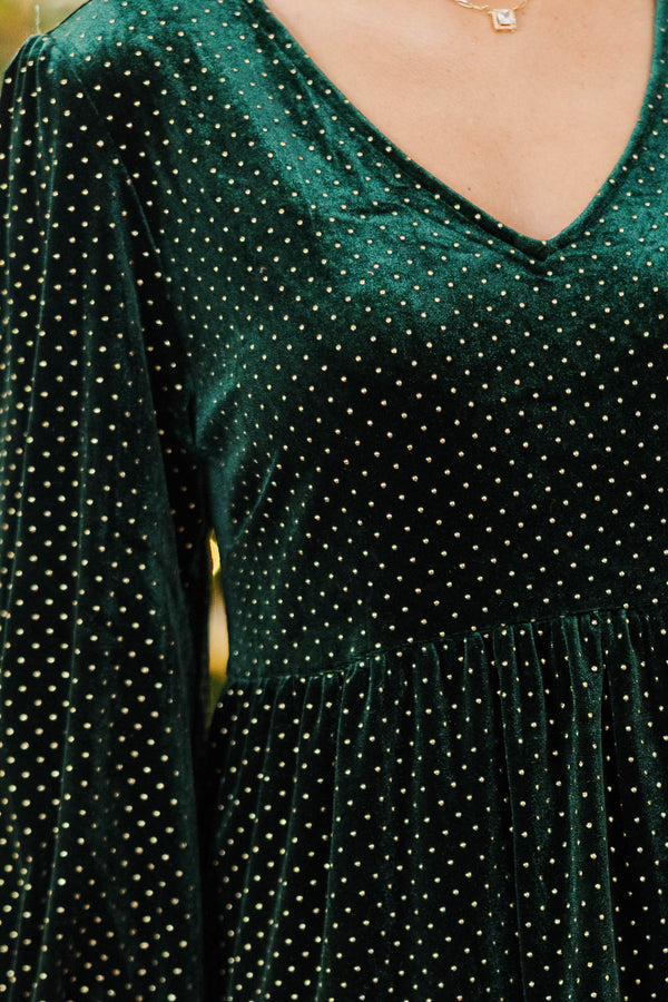 Gilded Moment Emerald Velvet Dress